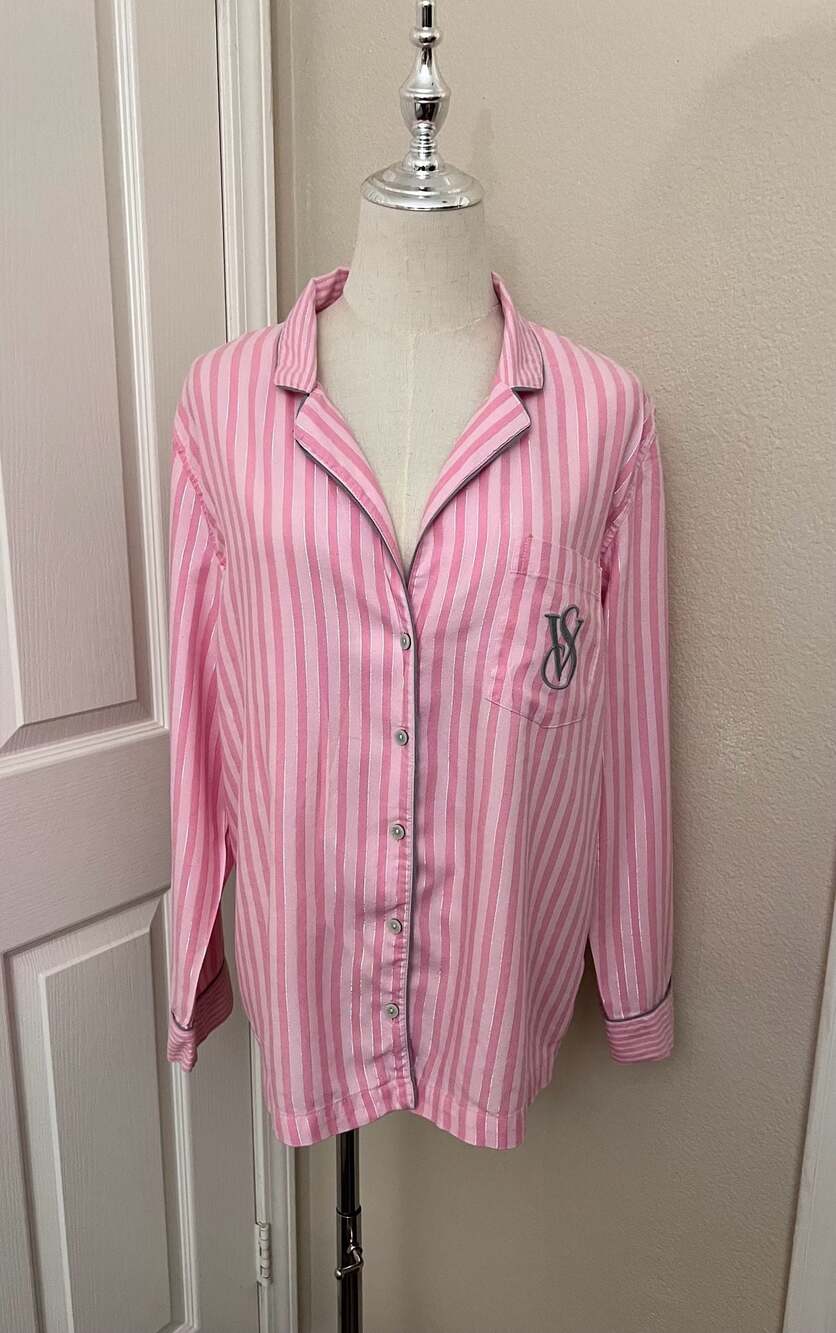 Victoria's Secret Brushed Cotton Lurex Striped Pajama Top